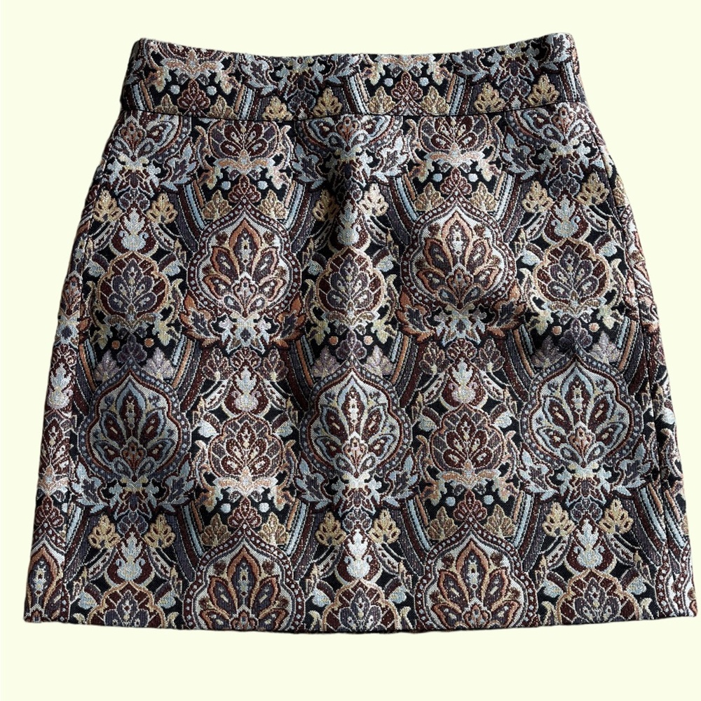 RW&CO multicolour tapestry mini skirt, shot through with metallic thread, size 8